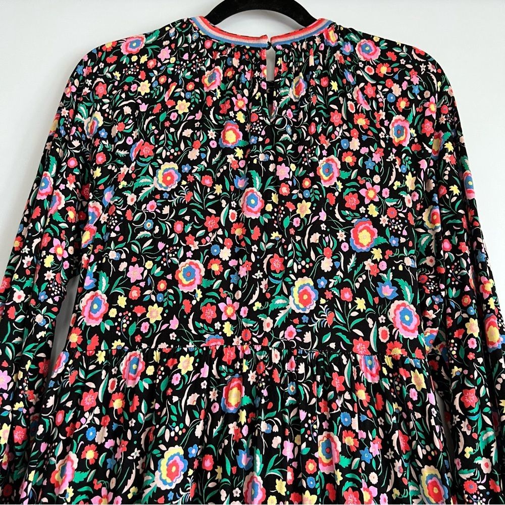 Boden Trim Detail Maxi Dress Black, Multi Floral Bloom Soft Jersey Knit Size 4 - Picture 9 of 16